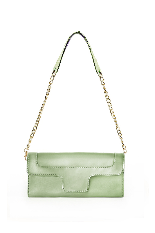 Women's mint green luxurious elegant clutch for ceremonies, weddings and evenings out. - Top view